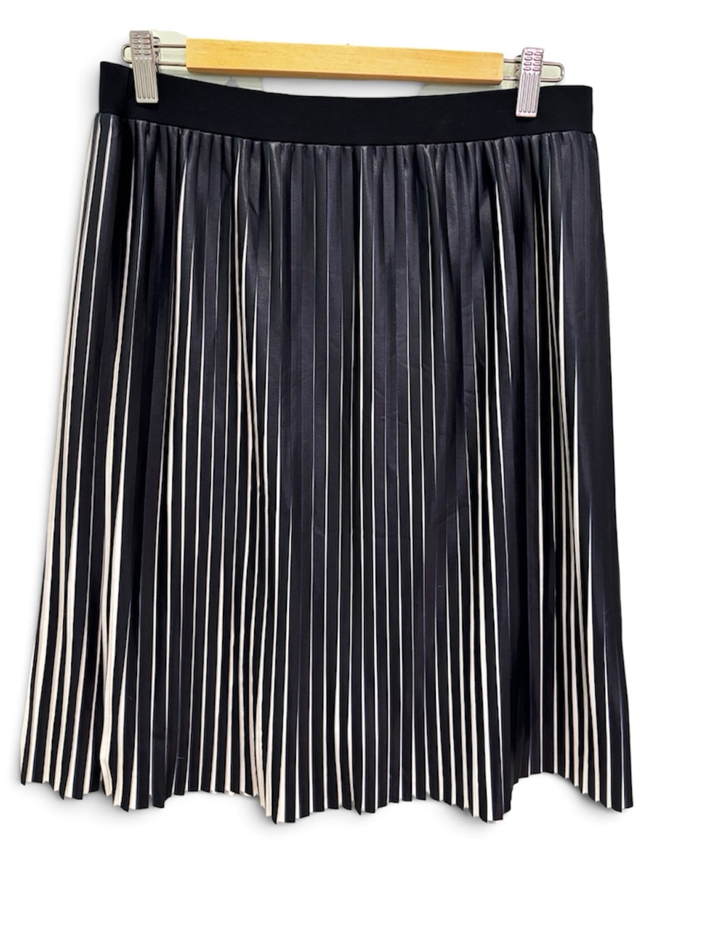Pennyblack Navy & White Striped Pleated Midi Skirt Size L